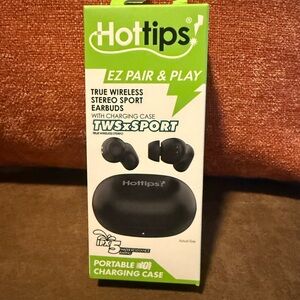New never used Black True Wireless Sport Earbuds with Charging Case